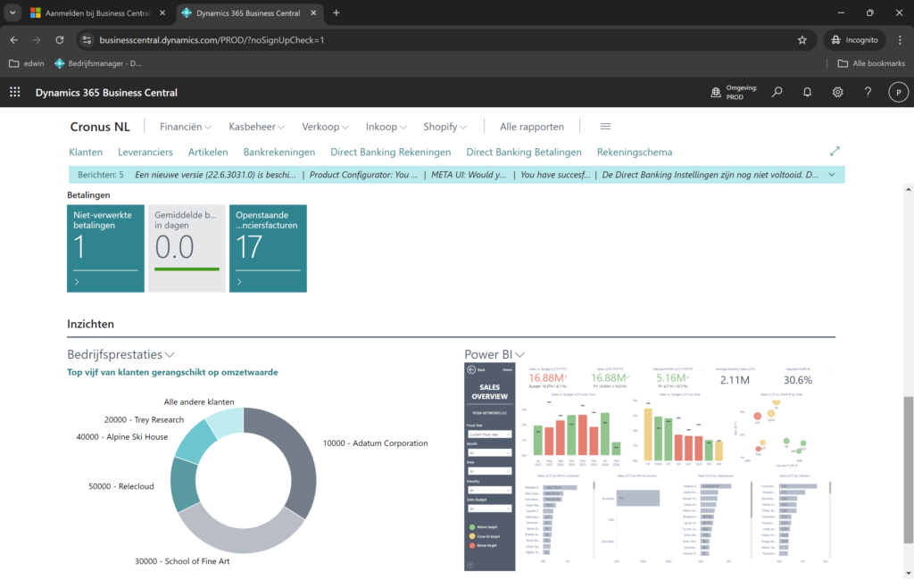 Power BI rapporten in Business Central 